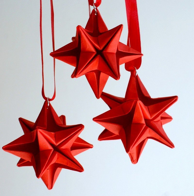 Artesanato-crianças-origami-decorações de Natal-estrelas dobra você mesmo