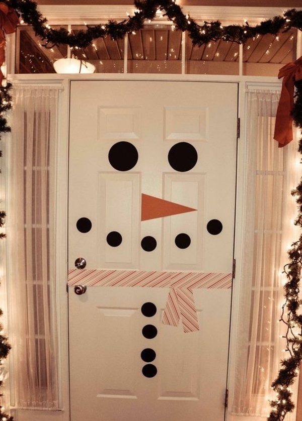 Porta da frente Crianças natalinas criar ideias de boneco de neve porta da frente
