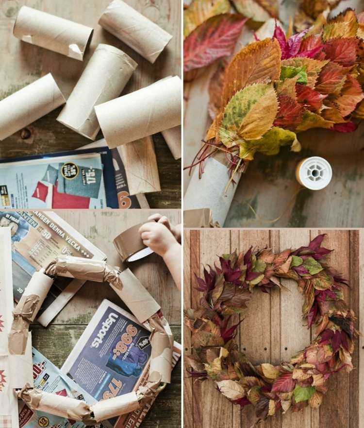 tinker-higiênico-rolos-outono-grinalda-outono-decoração-faça-você-mesmo-folhas