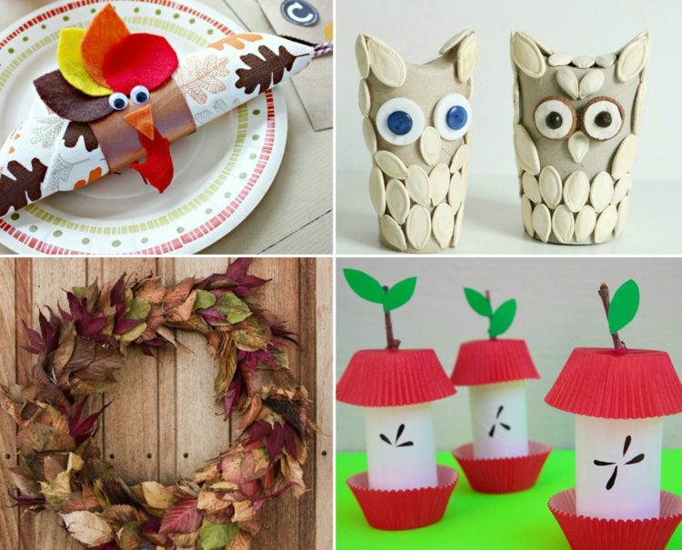 Mexer com rolos de papel higiênico no outono - idéias-instruções de artesanato-crianças-adultos-decoração