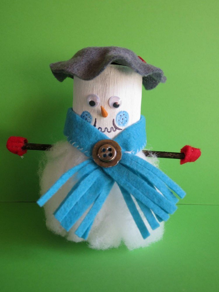 consertar rolos de papel higiênico para boneco de neve-watter-feltro-lenço-chapéu de natal
