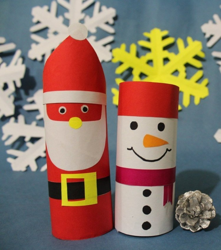 tinker-toilet-roll-christmas-santa-claus-snowman-simple-instruções