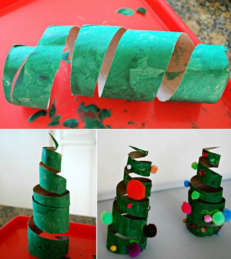 tinker-toilet-roll-christmas-espiral-diy-paint-bobbles-glue-fir-tree-decorate