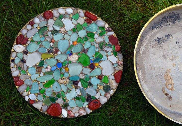 DIY projeto jardim degrau vidro colorido do mar