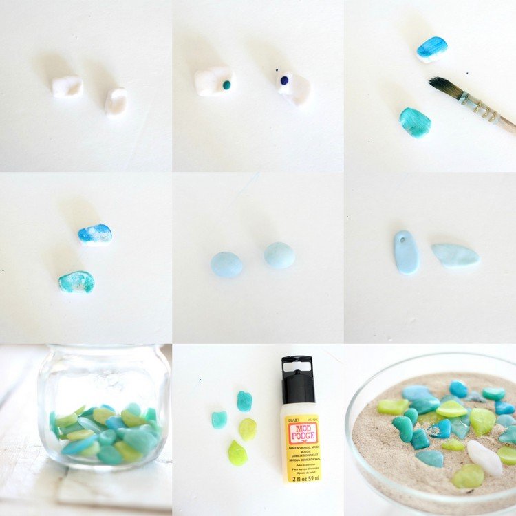 faça você mesmo o vidro do mar com as instruções de coloração de argila
