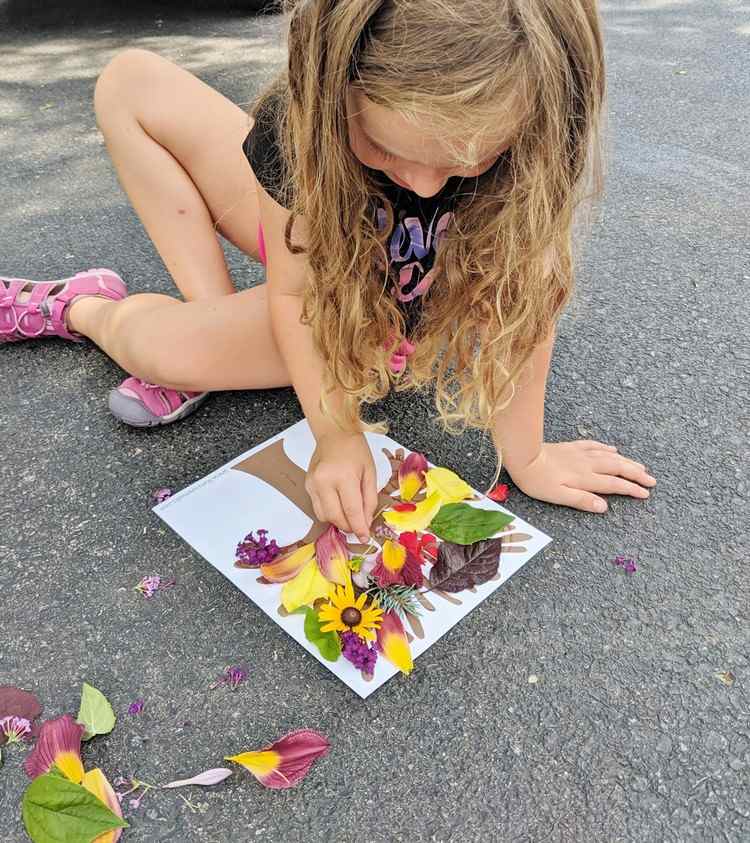Faça fotos com materiais naturais na primavera com seu filho