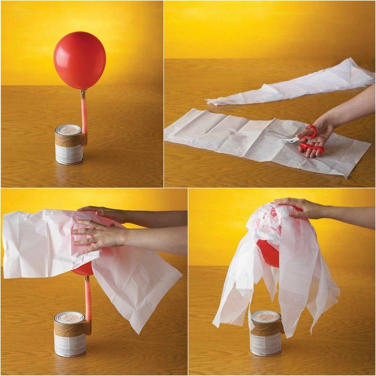 Elaborando com instruções de papel machê balão fantasma de halloween