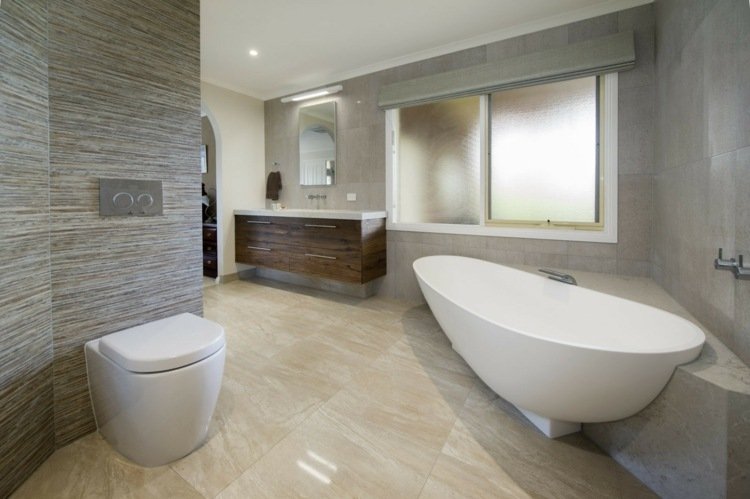 baeder-pictures-white-bath-tub-oval-beige-tiles-high-gloss-wood-base de gabinete