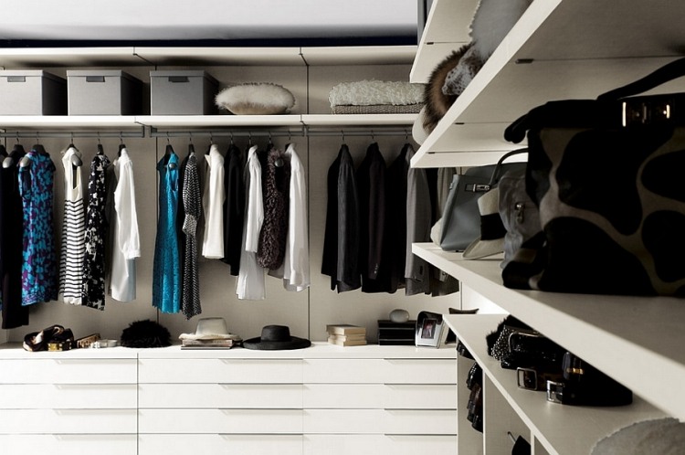 walk-in-closet-white-open-shelves-clothing-accessories