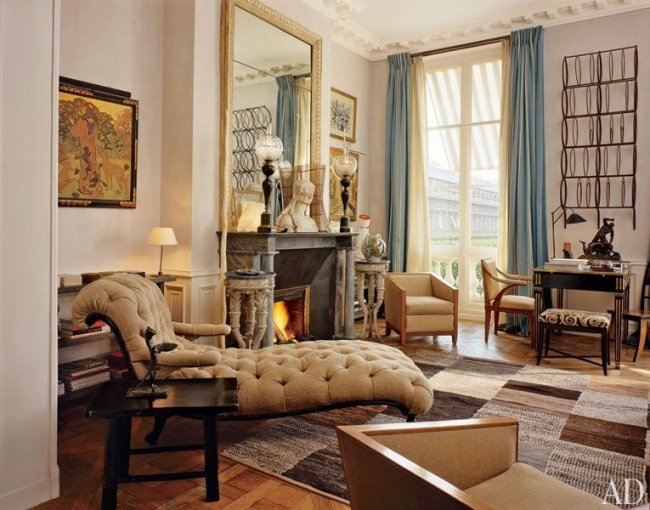 atmosfera renascentista de chaise longue de designer de sala de estar