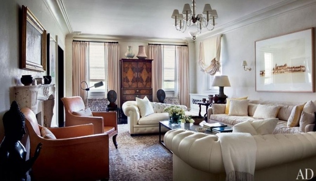 sala de estar de designer móveis de couro com atmosfera vintage