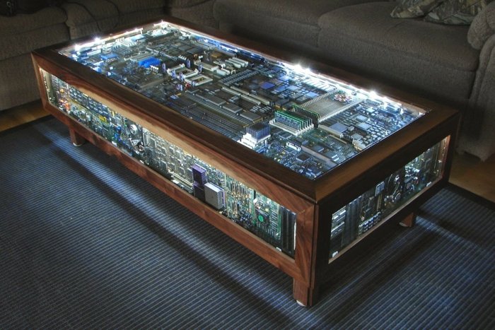 faça você mesmo mesa de centro hardware de computador móveis de sala de estar