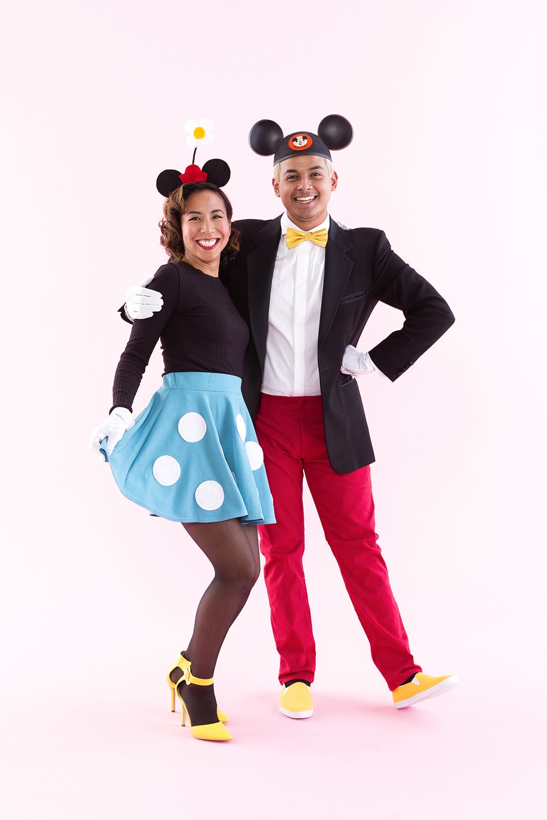 ideias fáceis de fantasias para melhores amigos, fantasia de Mickey e Minnie Mouse