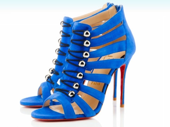 Sapatos de grife Louboutin de tira azul