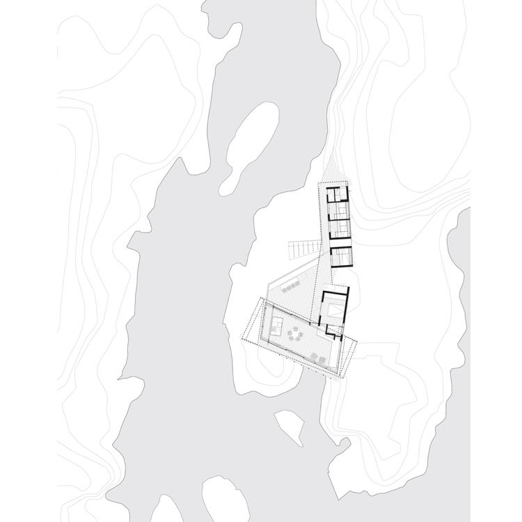 concreto-bangalô-casa de férias-mar-planta-planta-visualização-mapa