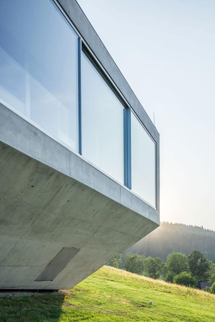 Projeto concreto - exterior-concreto-casa-janela-visão-natureza
