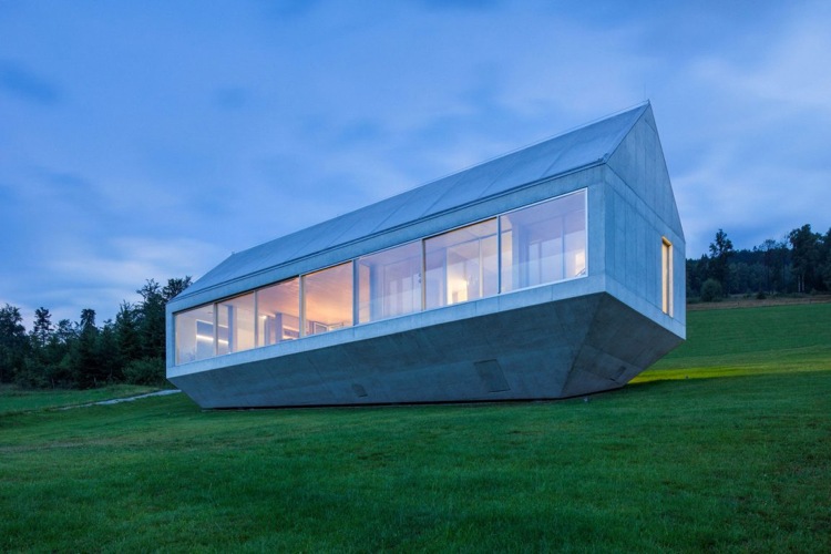 concreto-design-interior-concreto-casa-panorama-janela-visão-natureza