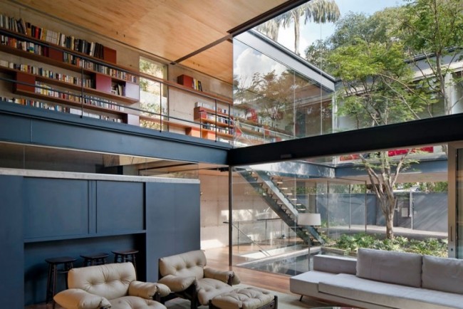 Revestimento de parede de madeira, revestimento de piso e design de parede de vidro