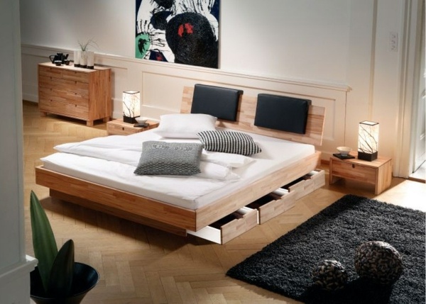 cama moderna com cama box de madeira
