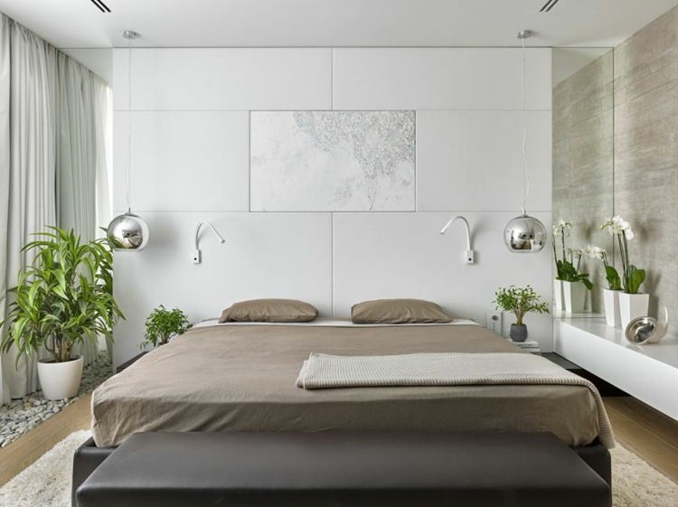 cama-sem-cabeceira-quarto-acento-parede-planta-azulejos de pedra