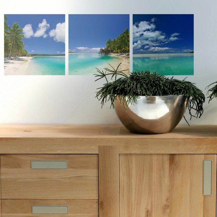 Pendure as fotos corretamente - idéias-design de parede-praia-motivos- lado a lado