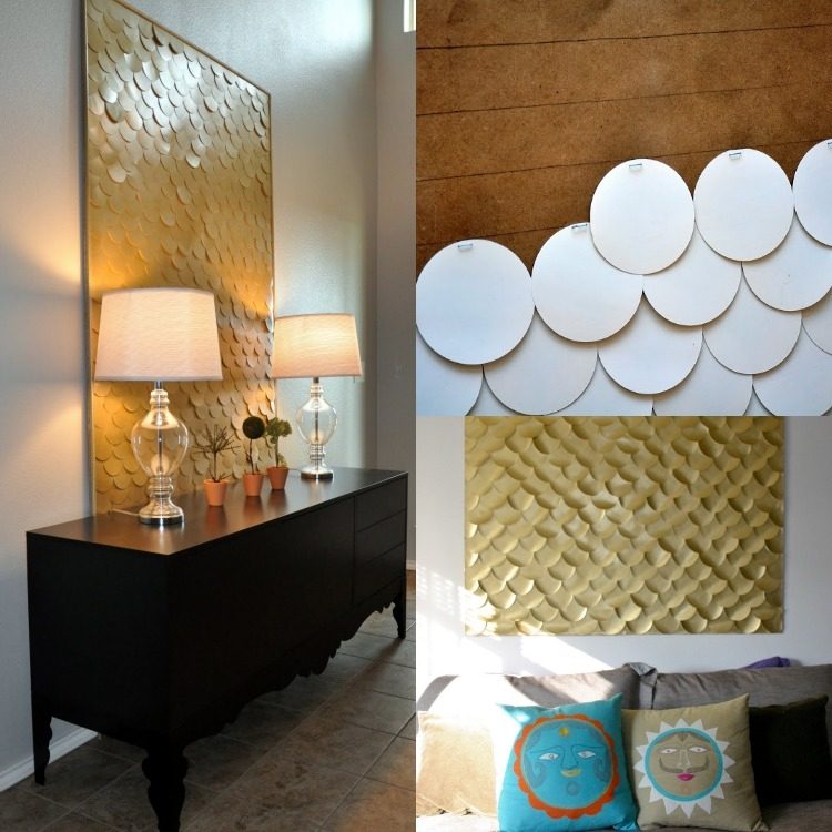 Crie-suas-próprias-fotos-decoração-parede-escala-de-peixe-padrão-papel-ouro-círculos