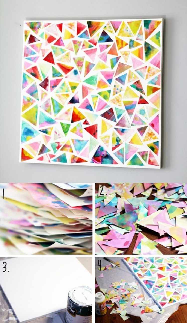 Cole-nas-suas-próprias-fotos-decoração-parede-papel-triângulos geométricos coloridos
