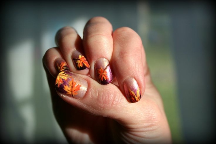 fotos do design de unhas blaetter laranja esmalte metálico