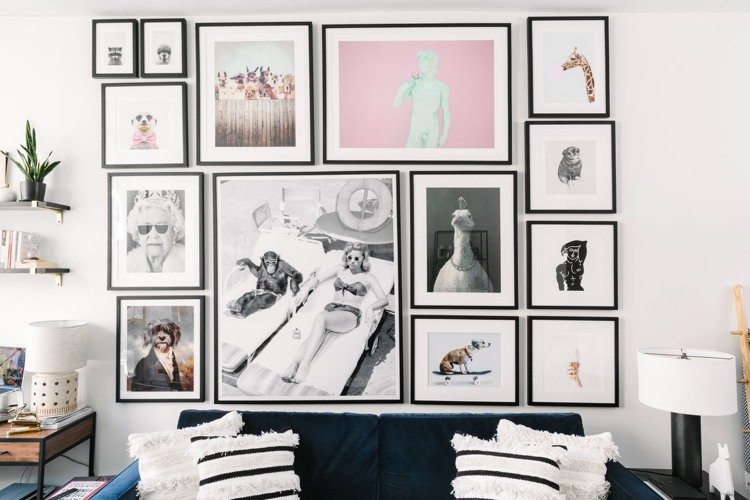 Criar uma parede de imagem fotos em preto e branco configurar um quarto