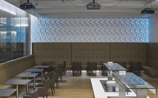 Papel de parede animado retroiluminado com design de interiores