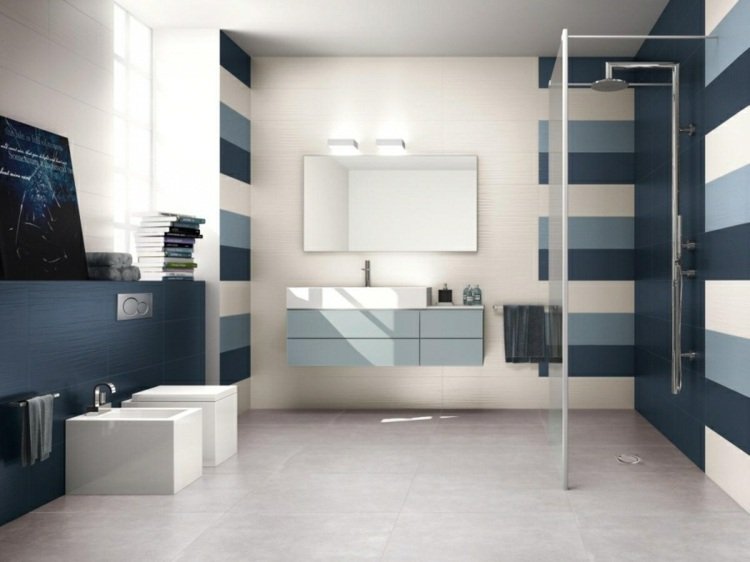 azul-azulejos-cinza-azul-azul-escuro-branco-bancada de bancada-concreto com aparência de ladrilhos