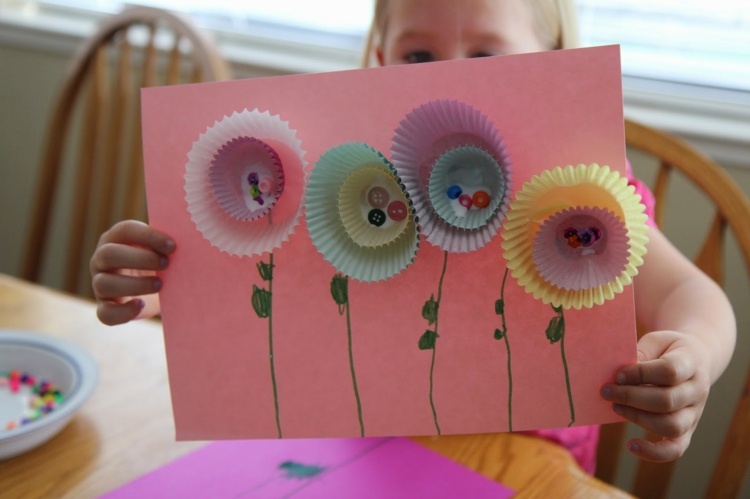 botões de molde de papel para muffin de flores