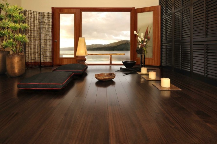 piso de madeira castanho vermelho escuro laminado mobiliário estilo japonês