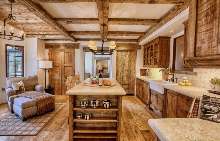 pavimento em madeira cozinha laminado cozinha estilo rústico poltrona ilha