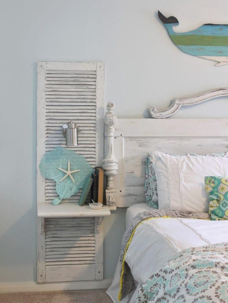 estilo boêmio-quarto-branco-cama-de-madeira-marítimo-casa-praia-estrela-do-mar-deco-turquesa