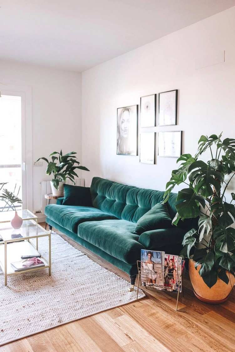 sofá verde boho sala de estar decorar dicas modernas tendências de vida 2020