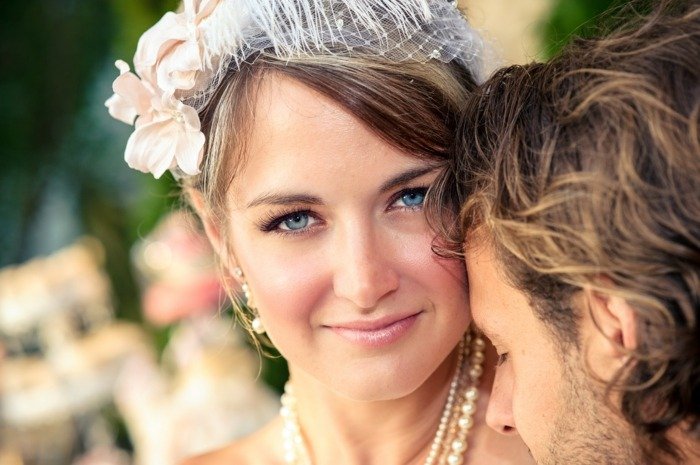 Maquiagem, olhos, noiva, dia do casamento