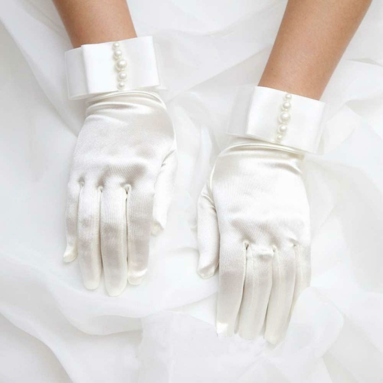 Luvas de noiva-dedo-conta-decoração-nobre-seda-branco-brilho