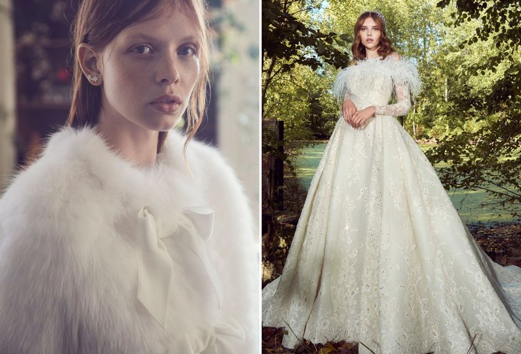 Vestidos de noiva 2019 vestidos de gola de pele sintética