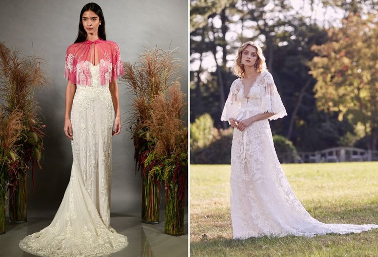 Vestidos de noiva com capa vermelha 2019 com detalhes em vestido champanhe