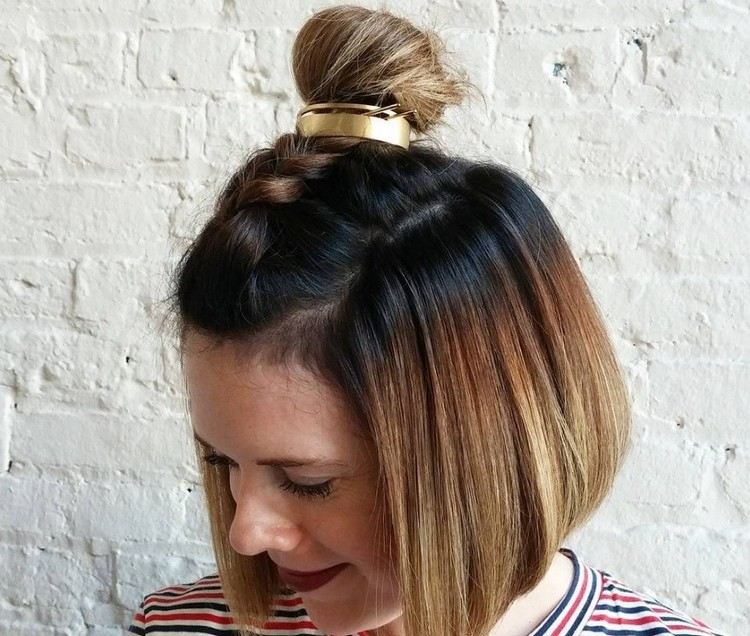 meio coque trançado punho de cabelo coque