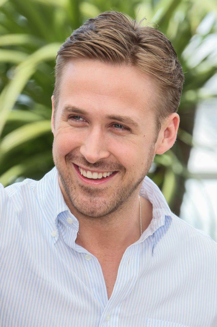 penteados de negócios homens ryan gosling loiro despedida curta