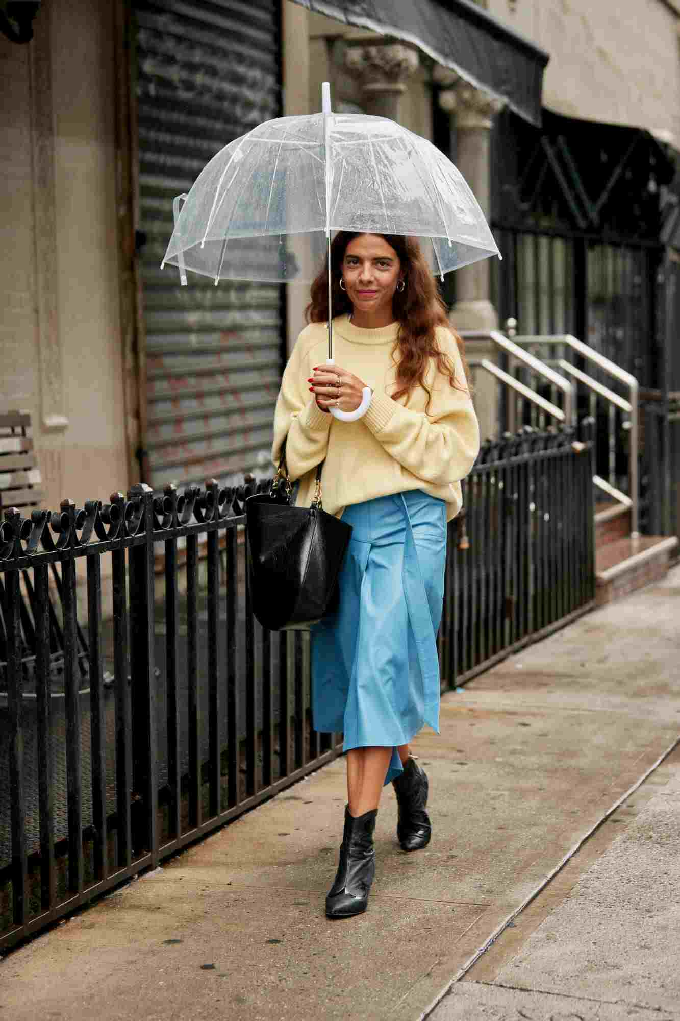 Suéter extra grande, roupas de escritório, saia de couro de inverno azul