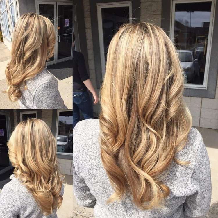 Cor de cabelo loiro em botão de ouro Tendência de cabelo loiro escuro com mechas