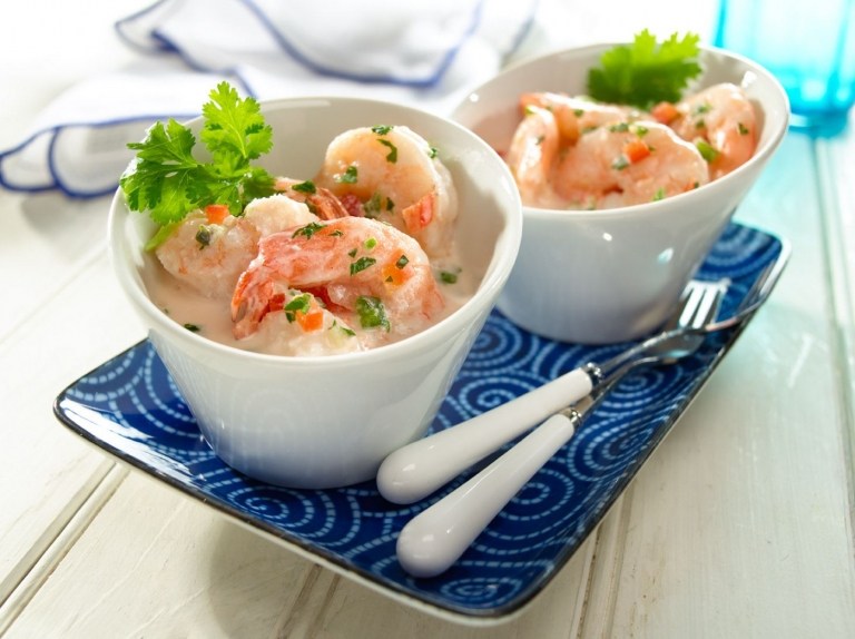 Receita de ceviche, idéias de camarão de coco