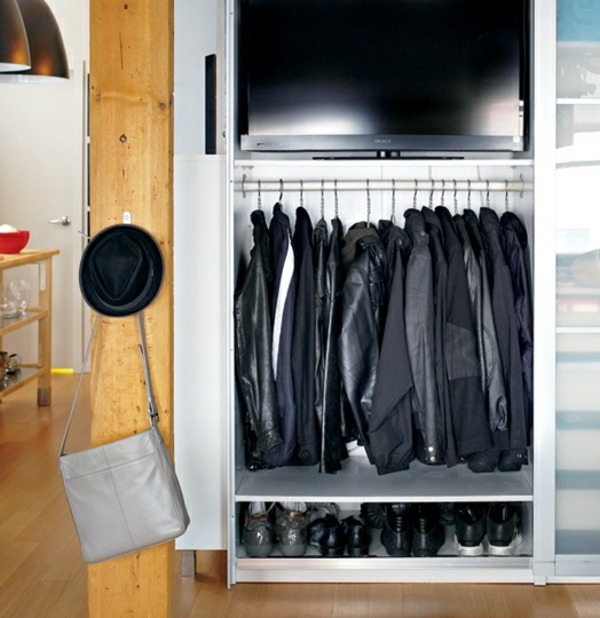 Armário de armazenamento de espaço de armazenamento de idéias de design de roupas televisão