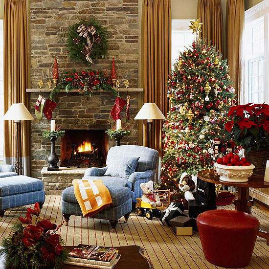 decorações para árvores de natal-vermelho-ouro