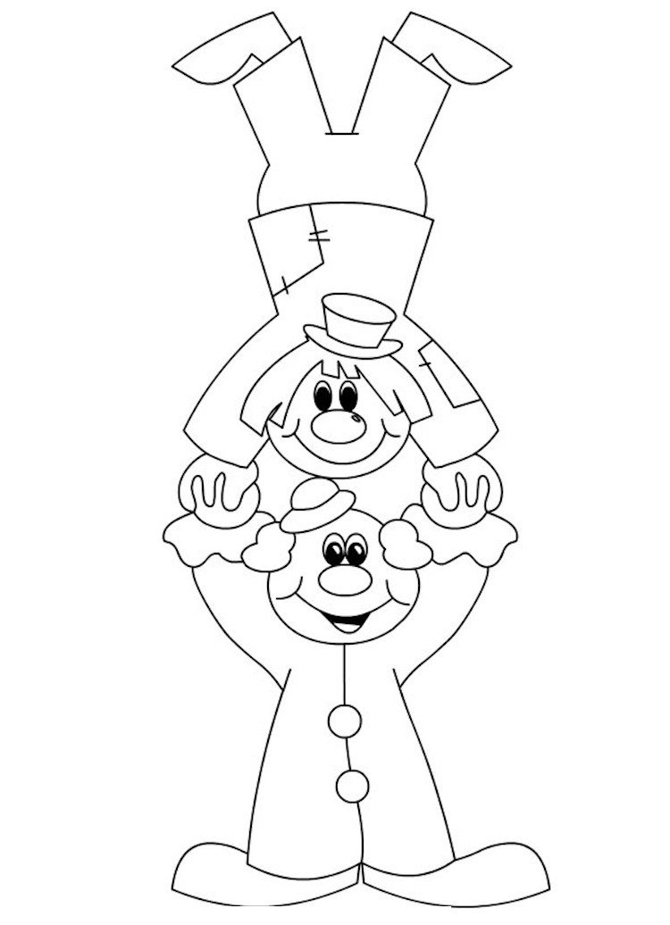 Carnival circus clowns template stencil acrobata