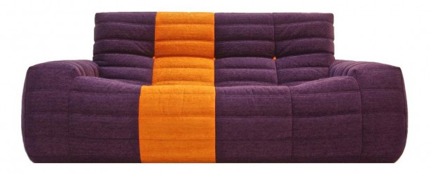 Sofá de 2 lugares estofado oruga roxo laranja confortavelmente leve