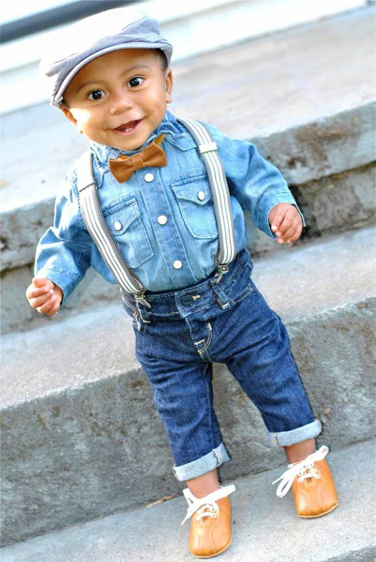 roupas para bebê jeans roupa suspensórios menino chapéu